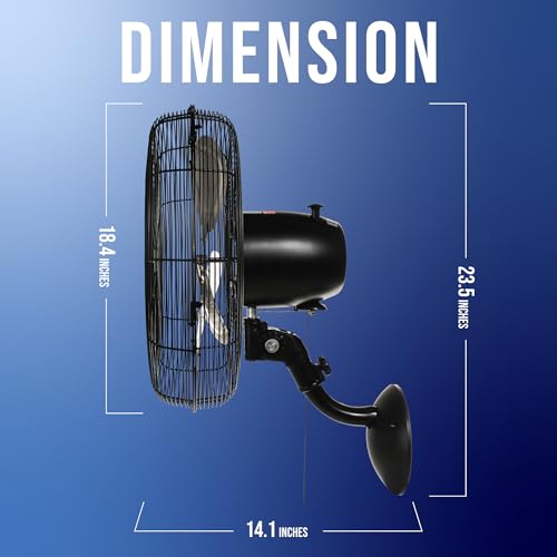 16 Inch Pro Series Oscillating Wall Mount Fan - Heavy Duty Industrial Ventilation - Tornado Variation 1