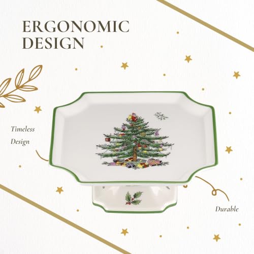Spode Christmas Tree Footed 6.5 Inch Cake Plate - Porcelain