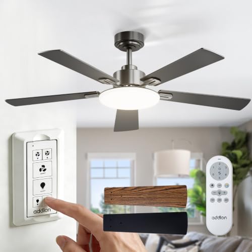 Black 52 Inch Ceiling Fan with Lights Remote Wall Switch - Modern Indoor & Outdoor