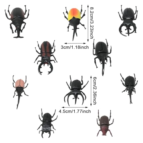 yueton 15PCS Lifelike Simulation Plastic PVC Beetle Halloween Beetle Figurine Beetle Figures Artificial Beetle Bug Decorations Realistic Fake Animal Models Ornaments for Home Party Decorations
