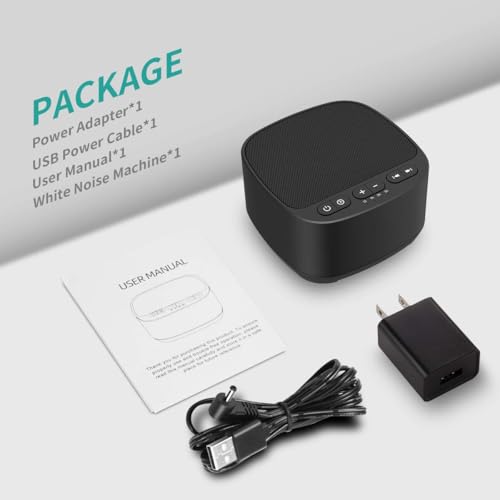 Sleep Sound White Noise Machine Black - 40 Soothing Sounds, Timer & Memory