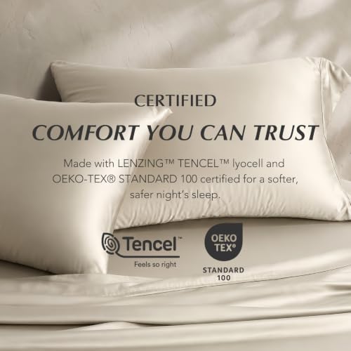 EverGrace Queen Tencel™ Sheet Set - Bone, Breathable & Cooling Bedding