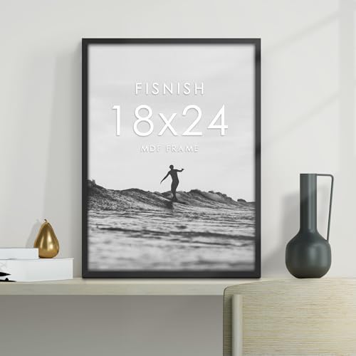 Fisnish 18x24 Black Photo Frame Set 5 Pack - Wall Mountable, Horizontal/Vertical