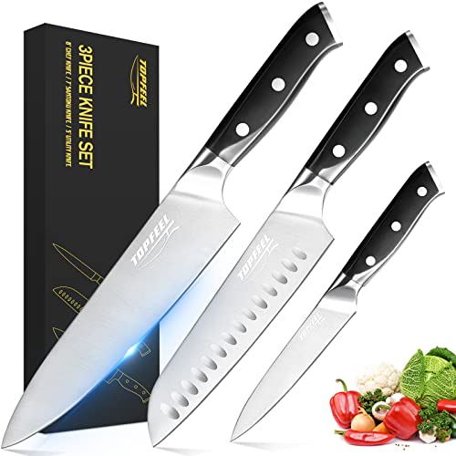 3PCS Chef Knife Set - German High Carbon Steel Professional Kitchen Knives