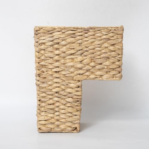 Water Hyacinth Stair Basket with Handles - Handmade Woven Storage for Carpeted & Wooden Stairs