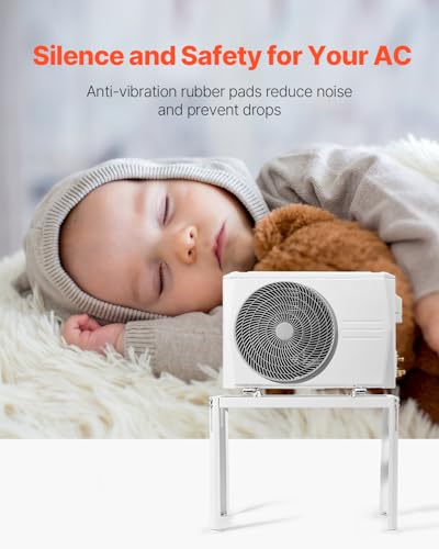 Adjustable Mini Split Ground Stand with Anti-Vibration Pads for 9000-18000 BTU AC