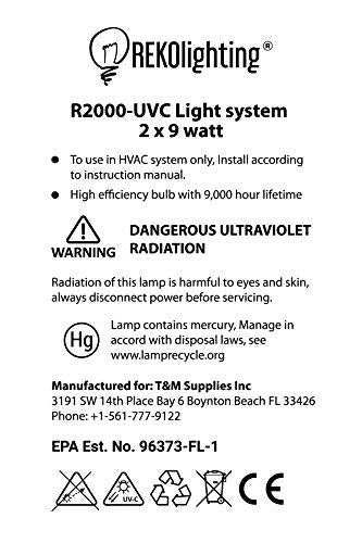 UV-C Air Purifier Light for HVAC Duct 8x8x9 Inches - Whole House UVC Disinfection