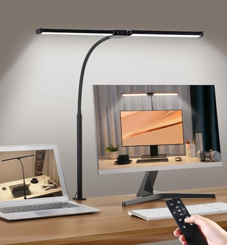 Motumen Black LED Desk Lamp for Home Office Eye-Care Clamp Light