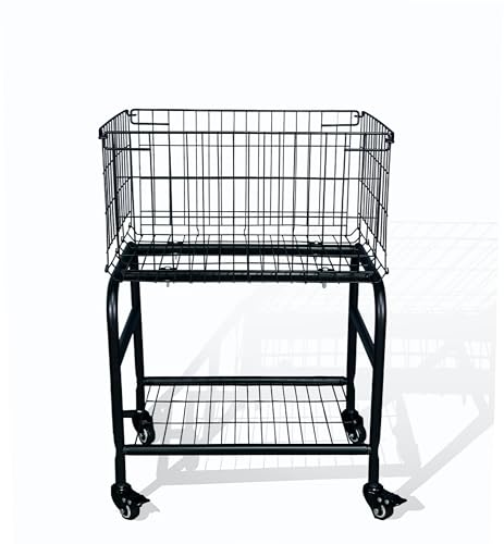 HENNZE Black Rolling Laundry Basket with Wheels & Locking Casters