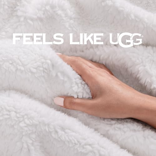 UGG Bliss Fluffy Fleece Couch Throw Blanket - 50x70 Inches, Oyster Brown