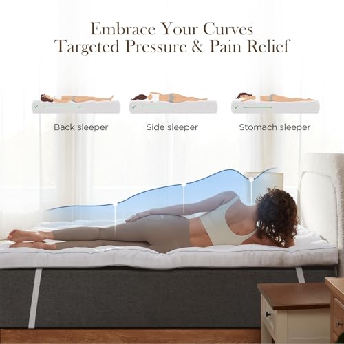 Decroom Queen Size 3 Inch Memory Foam Mattress Topper - White, Pressure Relief