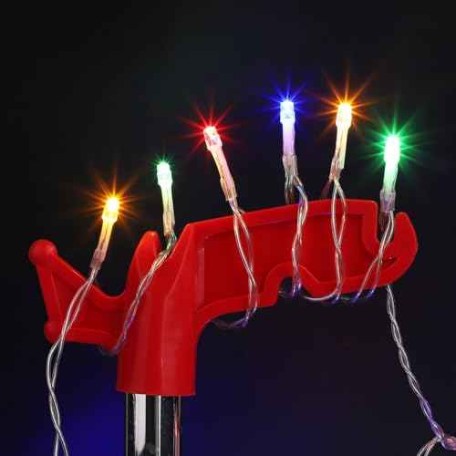 2pcs Plastic Utility Hook, Extension Pole Hanger Attachments Telescoping Pole Boat Pole Accessories Threaded Poles Screw-On Pole Adapter for Hanging Halloween Christmas Light (Green, Red)