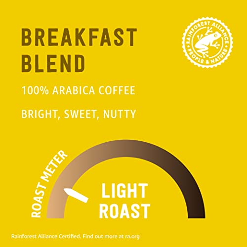 Happy Belly Breakfast Blend Coffee Pods - 96 Count, Light Roast, Compostable, Compatible with K-Cup Brewer
