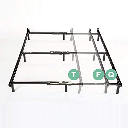 Black Adjustable Bed Frame for Twin, Full, Queen - No Slats, 7 Inch Support