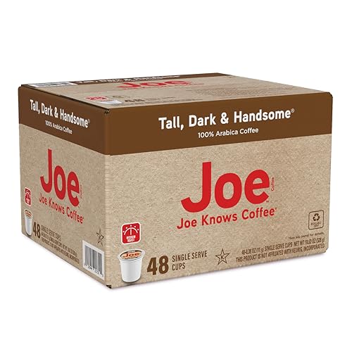 Joe Knows Coffee Tall Dark and Handsome Single Serve Coffee Cups - 48 Count - Compatible with K-Cup Brewers