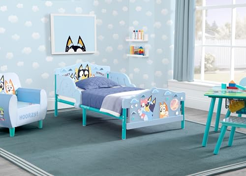 Bluey 3D Toddler Bed - Blue with Guardrails, For Kids 15 Months+ - Delta Children