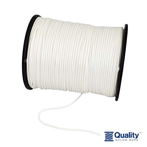 1/8 Inch Solid Braid Polyester Rope - Low Stretch Industrial Cord 1000 Ft - White