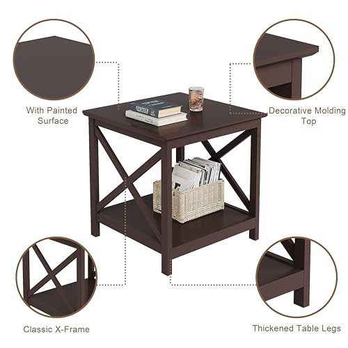 ChooChoo 24-Inch End Table with 2-Tier Storage Shelf - Espresso Variation