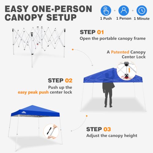 EAGLE PEAK 10x10 Slant Leg Pop Up Canopy Tent - Blue, Portable & Easy Setup