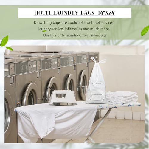 500 Pack Disposable Hotel Laundry Bags with Drawstring – 14x24 Inch Bulk Plastic Laundry Bags