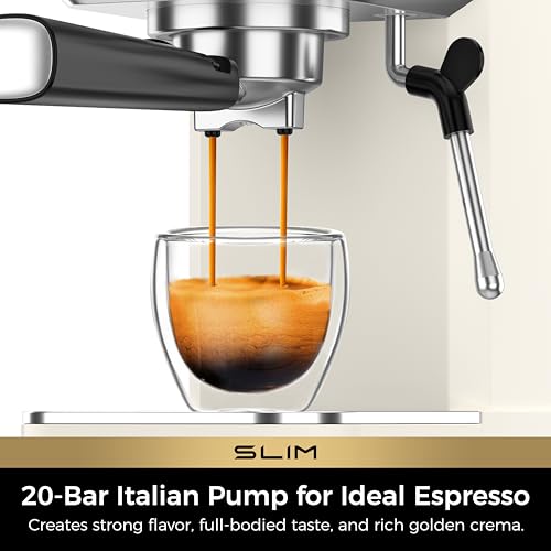 CHULUX Slim Espresso Machine with Milk Frother for Home Cappuccino - Creamy