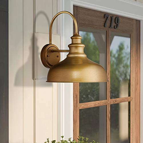 Modern Farmhouse Wall Light Fixture - Hand-Painted Gold Finish, 11 Inch Indoor Barn Light