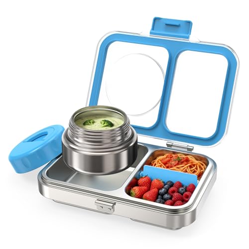 HOMEKOL Blue Stainless Steel Bento Lunch Box & 9.5oz Insulated Food Jar Set