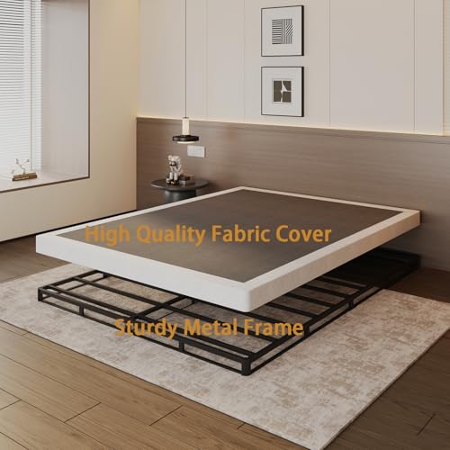 Queen Size 3 Inch Box Spring Mattress Foundation - Low Profile, Heavy Duty Steel