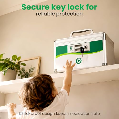ZORVIDSON Small Aluminum Child-Safe Lock Box 10x6.9x6.9in with Keys - Travel Safe