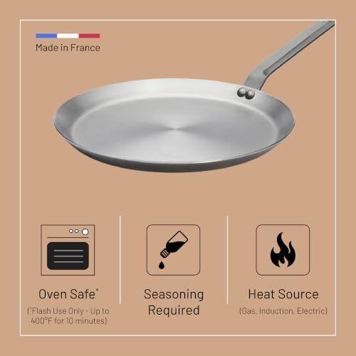 de Buyer 12-Inch Carbon Steel Crepe & Tortilla Pan - Non-Stick French Cookware