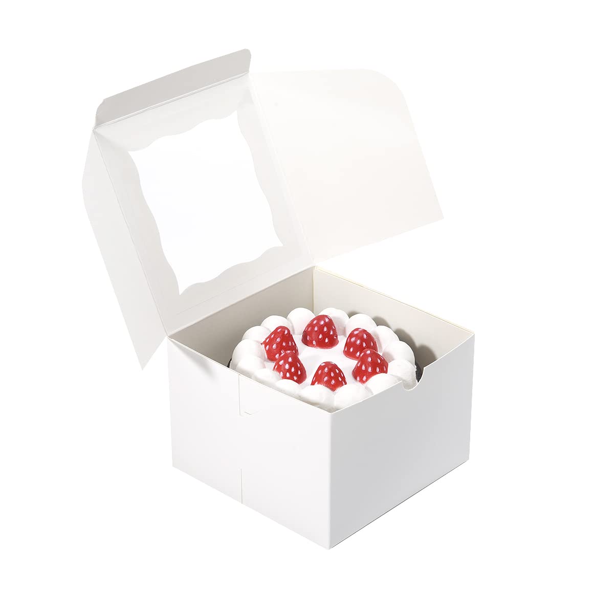 Huoshange Cookie Boxes with Window 5x5x3.5 Inch[50 Pack] Premium White Bakery Boxes,Mini Treat Box, Pastry Box for Mini Bundt Cake and Individual Cheesecakes