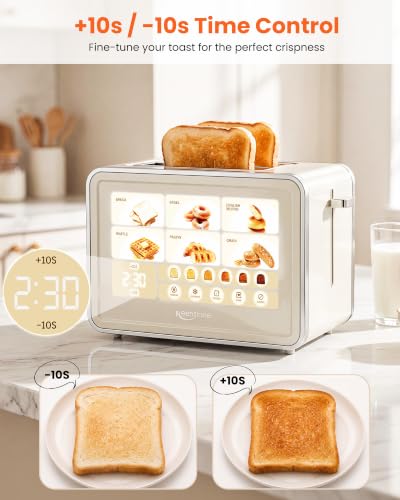 Keenstone 2-Slice Smart Toaster with Wide Slots & Touch Screen - Cream