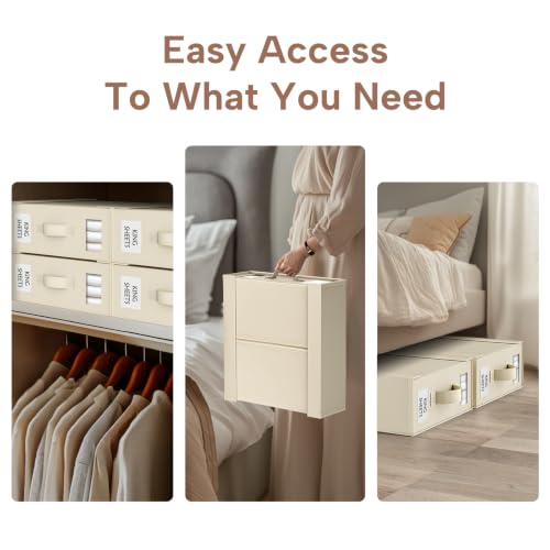 Criusia Beige 6-Pack Bed Sheet Organizers - Foldable Linen Storage Boxes