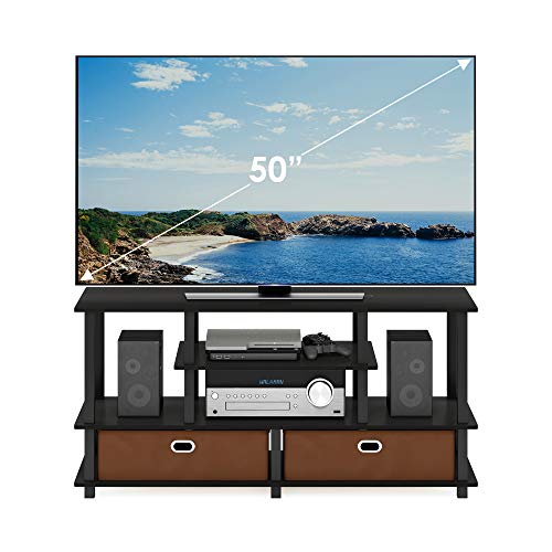 Furinno JAYA TV Stand for 55-Inch Flat Screen, Black Plastic Frame