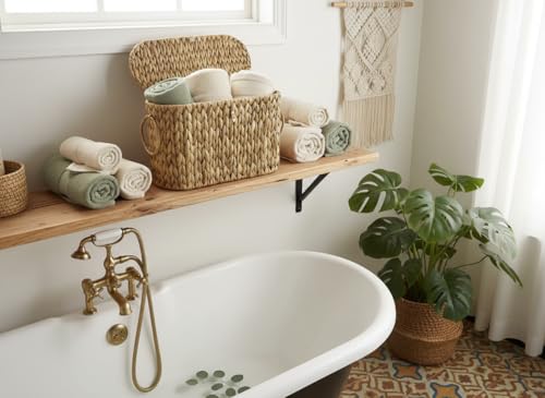 Coeusy Toilet Paper Basket with Lid,Wicker for Bathroom Organizers