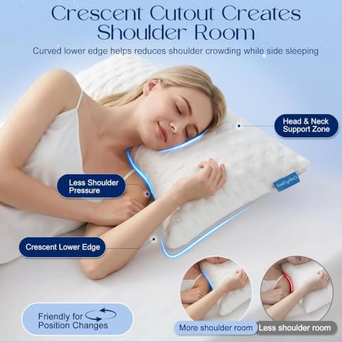 BTASLEEEP Side Sleeper Pillow Standard Size 1 Pack - Ergonomic Neck Shoulder Support
