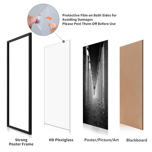 Black 24x36 Poster Frame Set - 2 Pack, HD Plexiglass Wall Art Frames