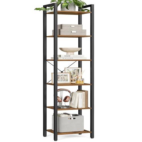VASAGLE 6-Tier Bookshelf, Bookcase Book Shelf with Steel Frame