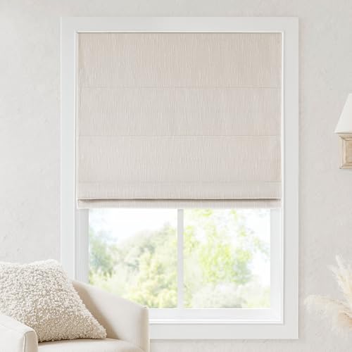 Madison Park Linen Slub Blackout Roman Shade 33x64 Insulated Window Covering