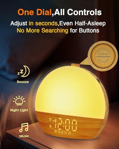 Wood Grain Sunrise Alarm Clock with Sound Machine - Natural Wake-Up Light