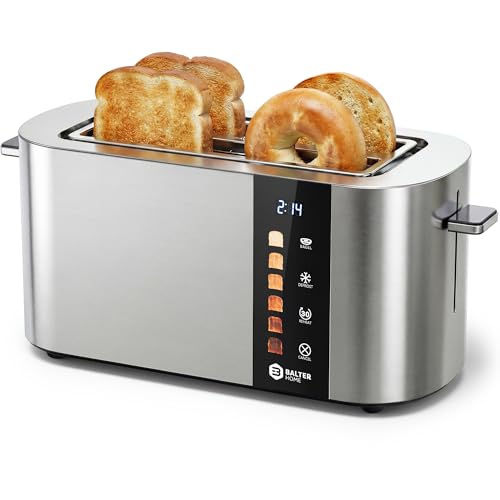 Balter 4-Slice Wide Slot Toaster with Bagel Function, Stainless Steel - Variation: Stainless Steel / 4 Slices