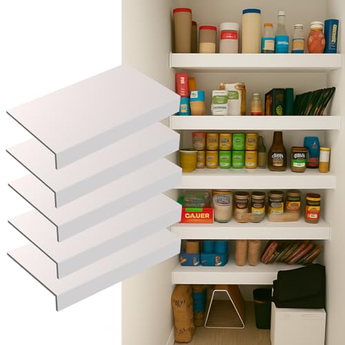 30x12 Inch Wire Shelf Cover for Pantry & Closet - Waterproof PVC Wood-Look, No-Tool Installation, White - 5 Pack