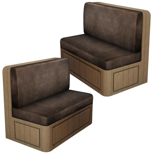 2 Sets RV Leather-Look Dinette Cushion Covers for Travel Trailer, Brown