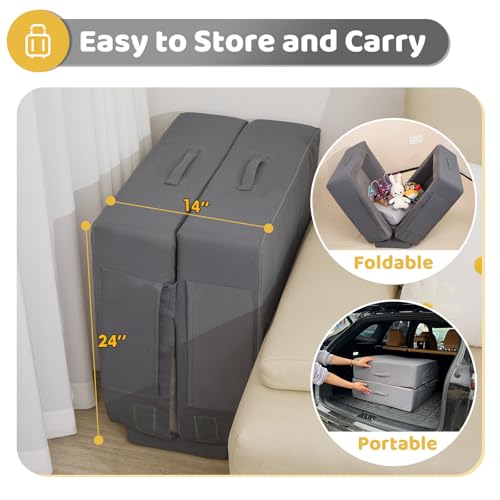 Portable Toddler Travel Bed with Soft Foam Rails - Grey, 55x25x7in