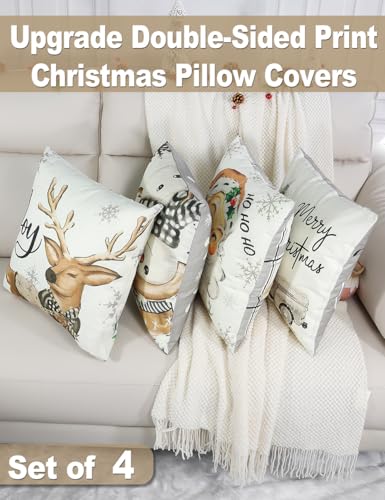 Christmas Pillow Covers 20x20 4Pcs Double-Sided Print Home Decor