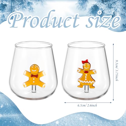 Reallnaive Christmas Gingerbread Man Stemless Wine Glass Set - 12oz, 2 Pack