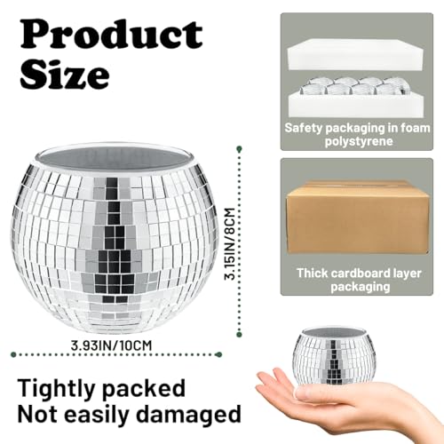 Silver Disco Ball Vase Set of 8 - 3x4 Inch Party & Wedding Decor
