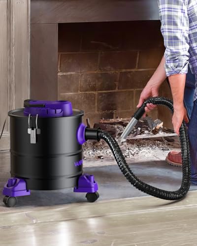 Purple Ash Vacuum for Pellet Stoves 5.2 Gallon 1200W with Wheels