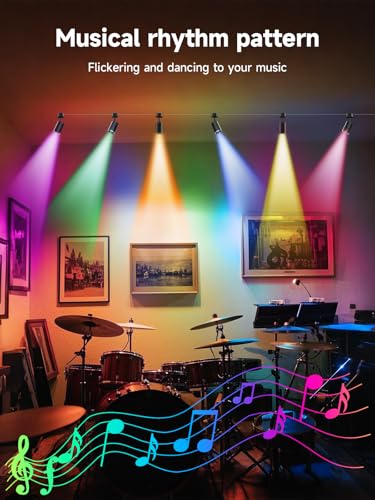 Tyute RGB Indoor Spotlight Kit with Color Changing LED Uplighting, Music Sync & Remote
