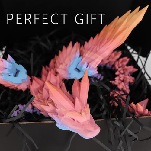 RainbowD ACOCOFE 3D Printed Flying Dragon Sculpture, 18-Inch Articulated Mythical Decor